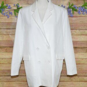 M.N.I. Ladies M White Double Breasted Blazer Jacket Stretch Career Office
